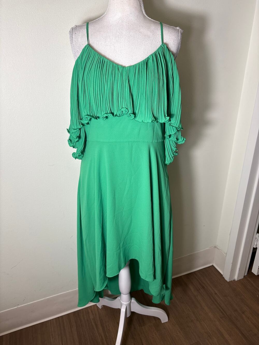 NWT Halston Heritage Jade Green Draped Midi Dress Sz 8